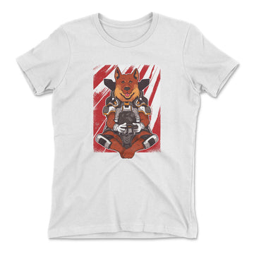 German Shepard Gamer Dog Womens T-Shirt in White color